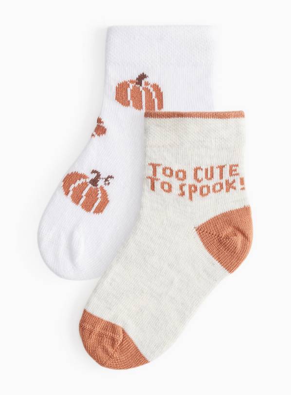 2 Pack Halloween Pumpkin Socks 12-24 months
